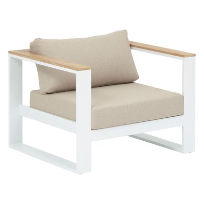 Fauteuil de salon de jardin en aluminium et accoudoirs acacia Emperia HESPERIDE