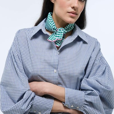 Chemise manches longues imprimée carreaux en coton MONOPRIX