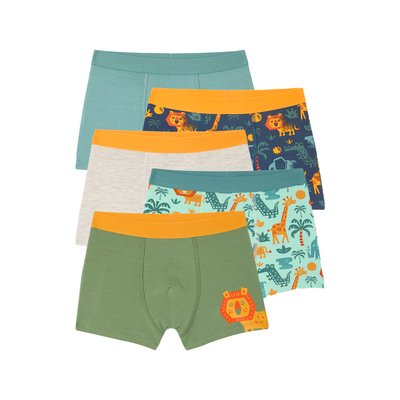 Lot de 5 boxers stretch Jungle VERTBAUDET