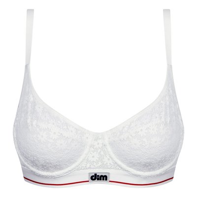 Soutien-gorge emboitant en dentelle et basque tricolore DIM