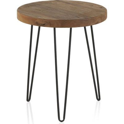 Table d'appoint bois d'orme naturel et pieds métal style industriel RECOLLECTION