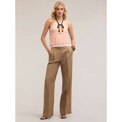 Pantalon large à plis en lin de viscose MOTIVI