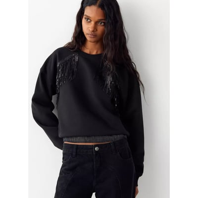 Sweat en coton à franges MANGO TEEN