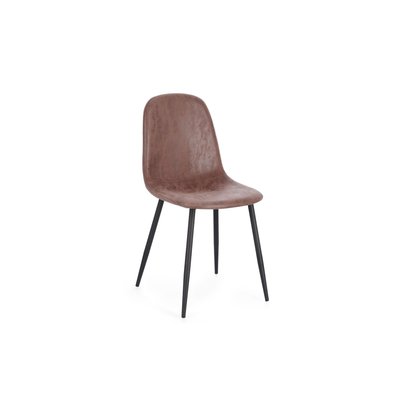 Chaises de salle à manger en simili marron et métal noir (lot de 4) - AURELIA HELLIN, DEPUIS 1862