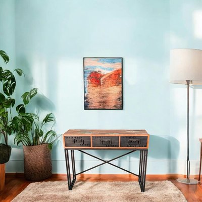 Console en bois recyclé et métal style industriel 3 tiroirs 120cm CARAVELLE PIER IMPORT