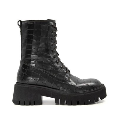Bottes épaisses à lacets en cuir - PLAY DUNE LONDON