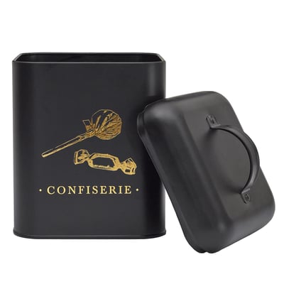 Boîte à confiserie en métal noir et doré EDEN