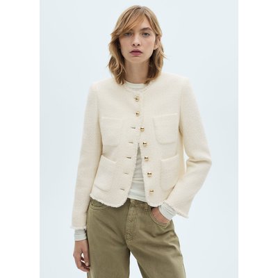 Veste tweed boutons bijoux MANGO