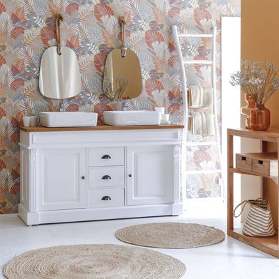 Meuble sous vasque en pin massif blanc 150 cm  MANEL MADE IN MEUBLES 