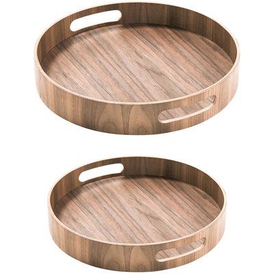 Set De 2 Plateaux Ronds - 35,5 Cm Et 40,5 Cm - Bois Foncé TABLE PASSION