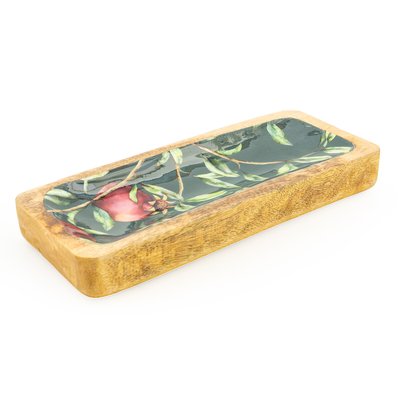 Pomegranate Green Mango Wood Rectangular Serving Dish SO'HOME