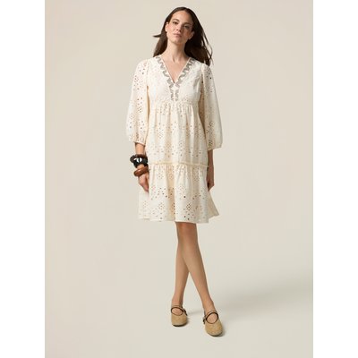 Robe évasée en broderie anglaise 100% coton OLTRE