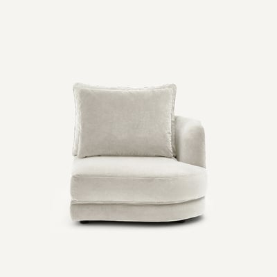 Demi-canapé droit, arrondi, modulable en velours de lin, TIBERIO AM.PM