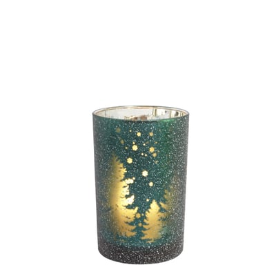 Photophore de noël décoratif en verre dépoli H18 MOOR SIA DECO