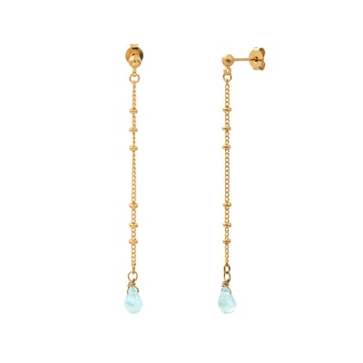 Boucles d'oreilles longues aigue marine dorées - danae CAROLINE NAJMAN