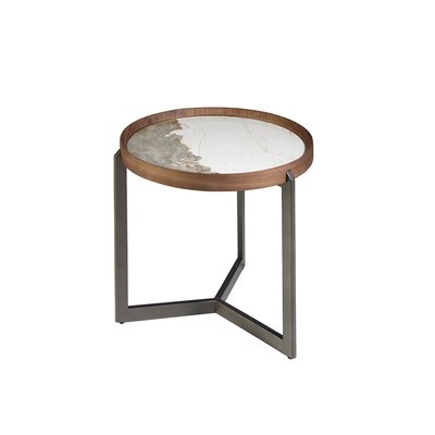 Table basse marbre porcelaine noyer et acier ANGEL CERDA