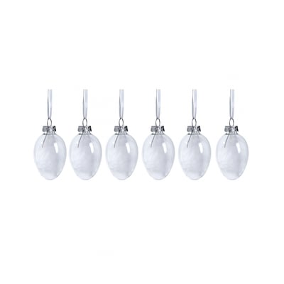Set de 6 suspensions décoratives de noël plumes en verre D4 SIA DECO