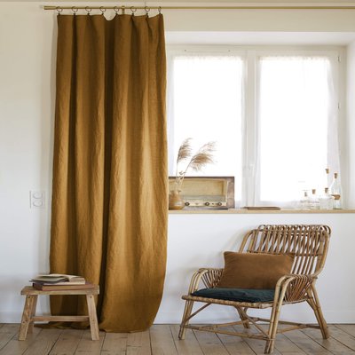Rideau ajustable lin gris 140x270 TERRE DE NUIT