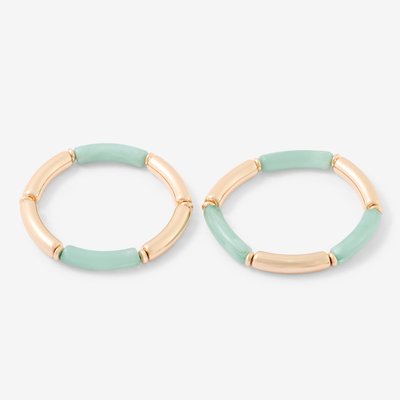 Set de 2 bracelets tubes vert et dorés BALABOOSTE