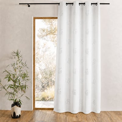 Rideau shantung imprimés motifs argent HOME MAISON