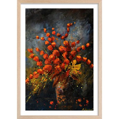 Affiche vase fleurs orange HEXOA