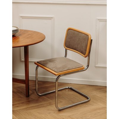 Chaise retapissée en velours Alma N°1593 - Bon état DEBONGOUT