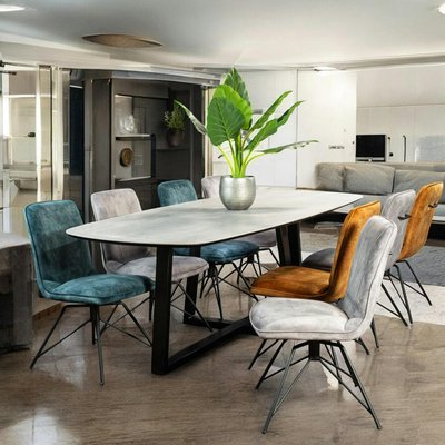 Table de repas grise plateau céramique moderne FLORENCE PIER IMPORT