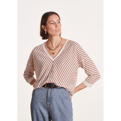 Pull rayé manches 3/4 col V LA FEE MARABOUTEE