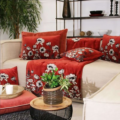 Edredon velours fleuri avec garniture SUD ETOFFE