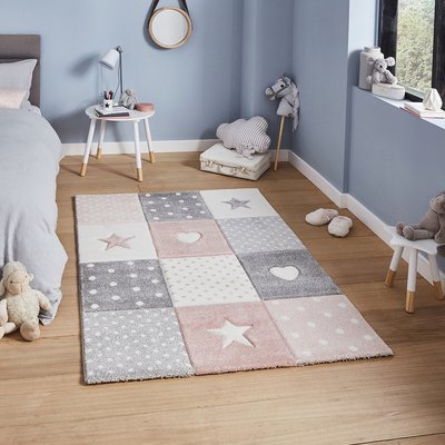 Kids Spots, Stars and Hearts Patchwork Patterned Rug SO'HOME