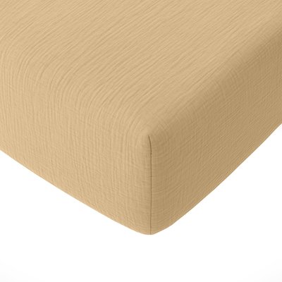 Drap housse gaze de coton lavé bonnet 30 cm uni, Pur BATON ROUGE