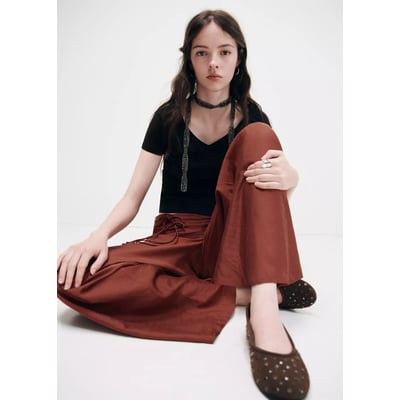 Pantalon droit détail nœuds MANGO TEEN