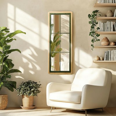 Miroir fenêtre pin et métal vert BAGAN PIER IMPORT