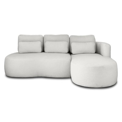 Canapé d'Angle Convertible en Tissu bouclette 4 places - MAHINA LISA DESIGN