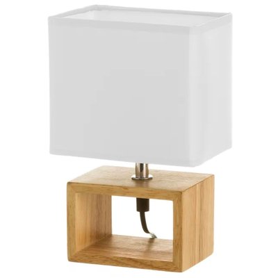 Lampe à Poser Rectangle Bois Abat-jour Blanc WADIGA