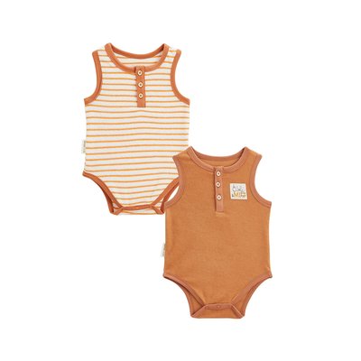 Lot de 2 bodies bébé sans manches en éponge Mio PETIT BEGUIN