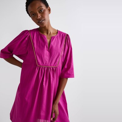 Chemise de nuit manches courtes unie en coton BIO MONOPRIX