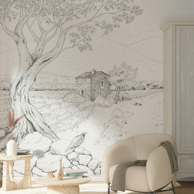 Papier peint Promenade dans les vignes, Vert 225 x 250cm ACTE DECO