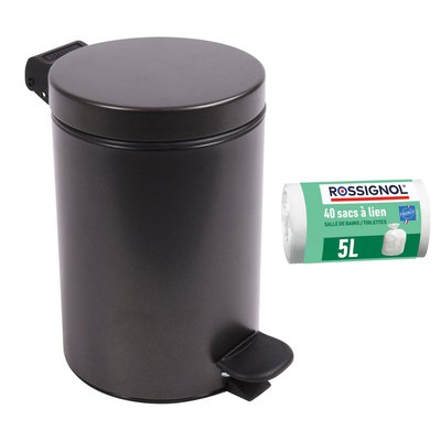 Poubelle salle de bain 3L Made in France et 40 sacs poubelle 5L PROSPER