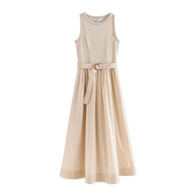 Robe midi 2-en-1 en tissu mélangé à ceinture NEXT