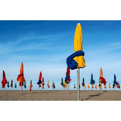 Tableau plage les parapluies de deauville HEXOA