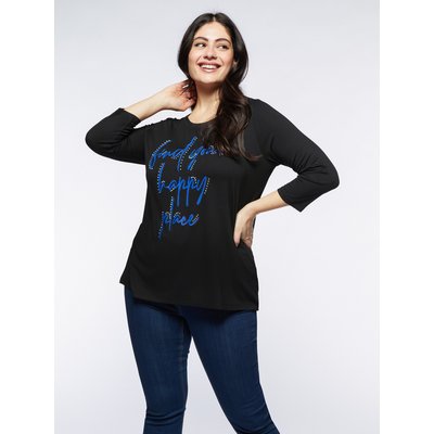 T-shirt avec écriture à l'avant et application de petites strass FIORELLA RUBINO