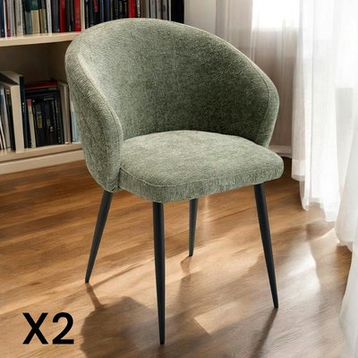 Chaise dossier rond tissu vert (lot de 2) IENA PIER IMPORT