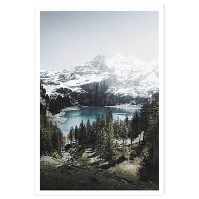 Affiche paysage lac de montagne au sommet HEXOA