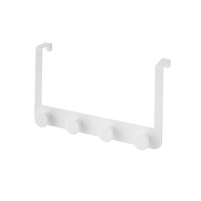 Portemanteau de porte 4 crochets en Métal et ABS blanc - 35x8.5x20cm WADIGA