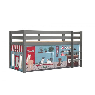 Lit Enfant Surélevé + Rideau en parties Animalerie VIPACK