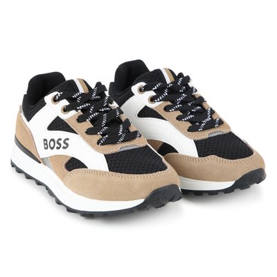 Baskets lacées en cuir de vachette BOSS KIDSWEAR