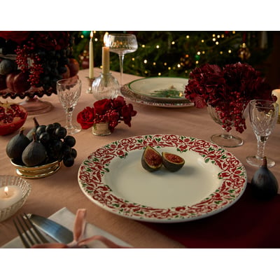 Set of 4 Christmas Tree Yuletide Border Dinner Plate SPODE