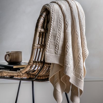 Cotton Cable Throw Cream SO'HOME