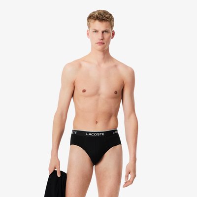 Lot de 3 slips coton uni siglés LACOSTE